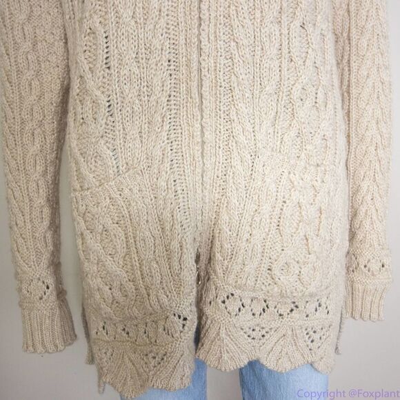 Inis Craft 100% merino wool fisherman cardigan sweater, women's‎ size S - Picture 5 of 16